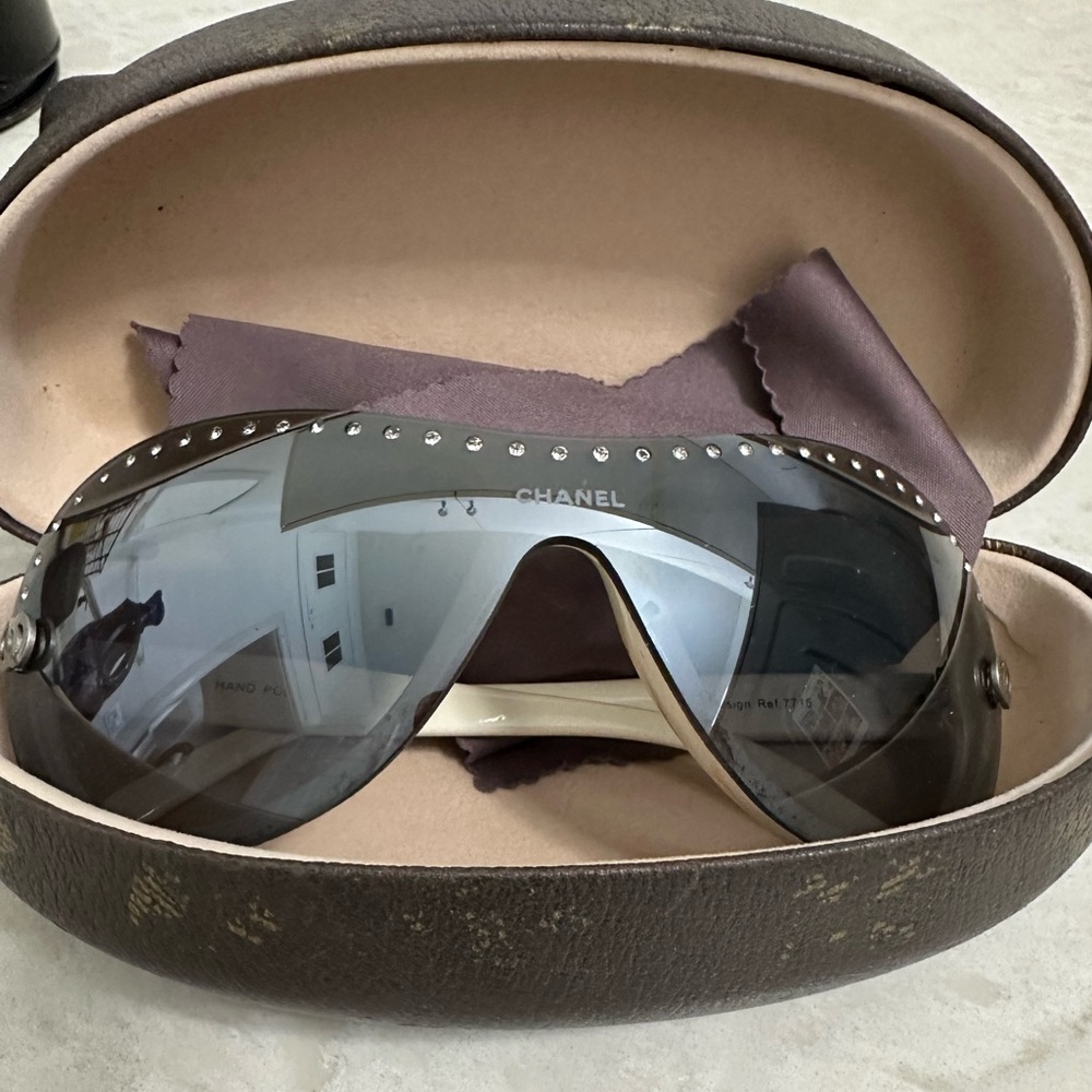 CHANEL Silver Studded Sunglasses